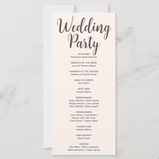 Bronze Moon Phases Seashell Wedding Programme (Dos)