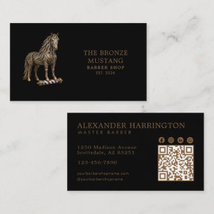 Bronze Mustang Professional Barber Shop Qr Code Visitekaartje