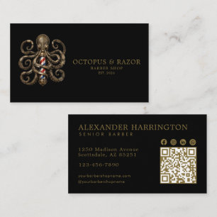Bronze Octopus Professional Kapperszaak Qr Code Visitekaartje