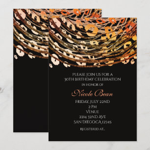 Bronze Oranje Cheetah Exotic Party Invitations Kaart