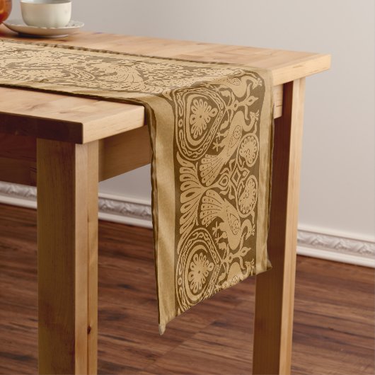 Bronze Peacocks Table Runner Korte Tafelloper (Voorbeeld)