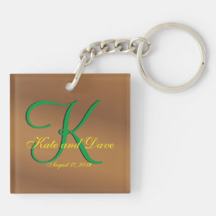 Bronze Pecan 3d Monogram Sleutelhanger