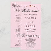 Bronze Phases Lune Soft Pink Wedding Programme (Devant / Derrière)