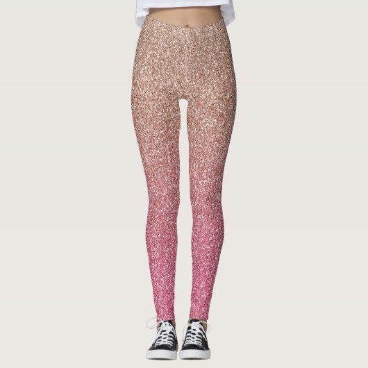 Bronze Pink Faux Glitter Leggings (Voorkant)