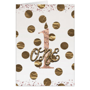 Bronze Polka Dots Roos Gold ONE 1 1e verjaardag