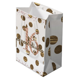 Bronze Polka Dots Roos Gold Sweet 16 Birthday Medium Cadeauzakje