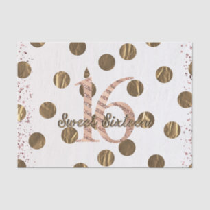 Bronze Polka Dots Roos Gold Sweet 16 Birthday Tissuepapier