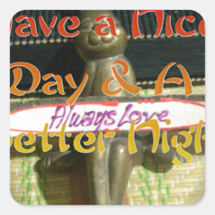 Bronze Rabbit Sculpture met Inspirerend quotes Vierkante Sticker