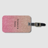 Bronze Roze Nep Glitter Bagagelabel (Voorkant (horizontaal))