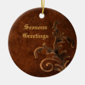 Bronze Scroll Leaf Holiday kerstversiering Keramisch Ornament (Voorkant)