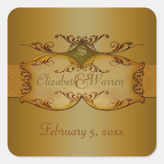 Bronze Scrolls Wedding Sticker (Voorkant)