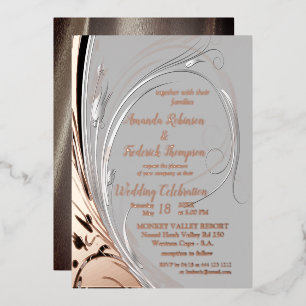 Bronze Silver en zwart abstract Folie Uitnodiging