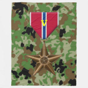 BRONZE STAR met V voor VALOR Fleece Deken