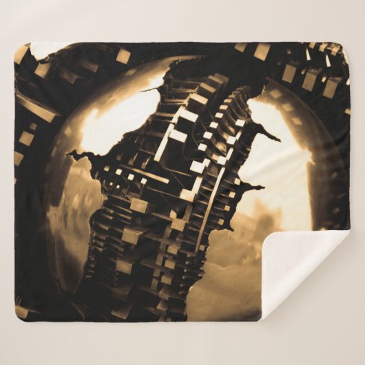 Bronze Steampunk Sculpture Sherpa Deken (Voorkant (horizontaal))