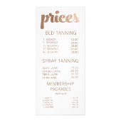 Bronze Tanning Salon Menu Prijs Lijst Kaarten (Voorkant)