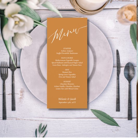 Bronze Wedding Flat Menu Kaart