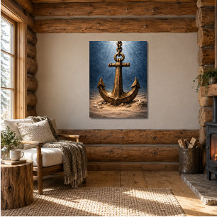 Bronzen Anker Onderwater Oceaan Poster