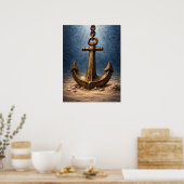 Bronzen Anker Onderwater Oceaan Poster (Keuken)