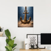 Bronzen Anker Onderwater Oceaan Poster (Thuiskantoor)