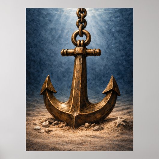 Bronzen Anker Onderwater Oceaan Poster (Voorkant)