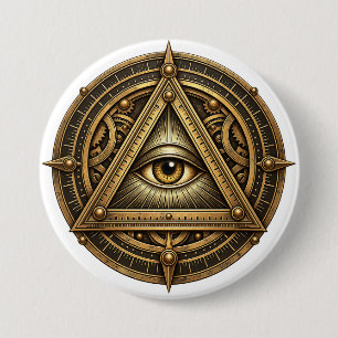 Bronzen Astrolabe Oog Ronde Button 7,6 Cm