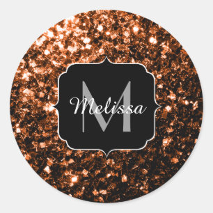 Bronzen bruine koperen namaak glitters glinsterend ronde sticker