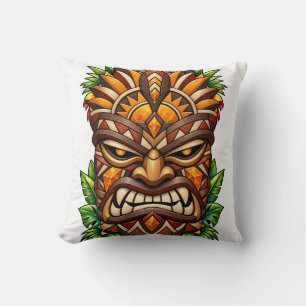 Bronzen Ember Masker Tiki Kussen