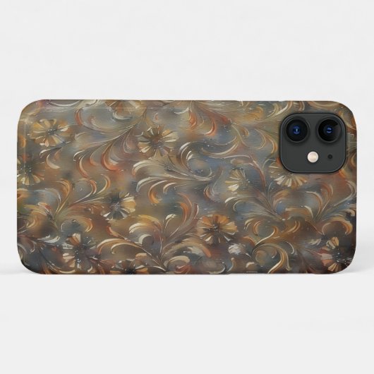 Bronzen en Grijze Bloemen Kunst Telefoonhoes Case-Mate iPhone Case (Achterkant (horizontaal))
