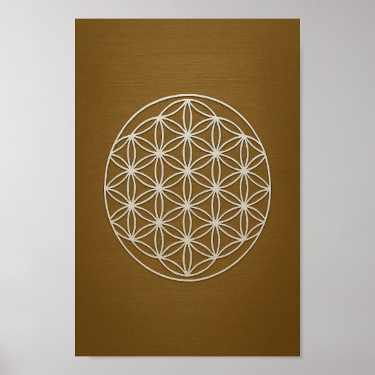 Bronzen en witte bloem van het leven poster (Voorkant)