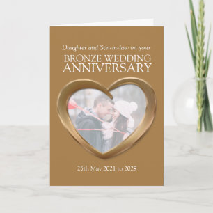 Bronzen fotokaart voor 8-jarig huwelijksjubileum kaart