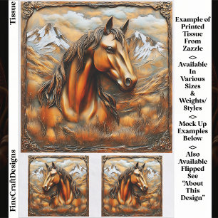 Bronzen Geprägde Bergpaard EK7R Decoupage Tissuepapier