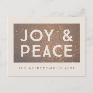 Bronzen Glitter Joy & Peace Kerstgroet Briefkaart