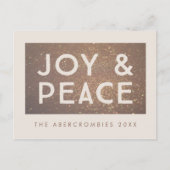 Bronzen Glitter Joy & Peace Kerstgroet Briefkaart (Voorkant)