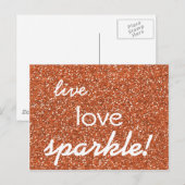 Bronzen glitter Live Love Sparkle Briefkaart (Voorkant / Achterkant)