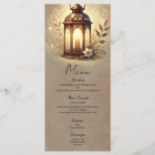 Bronzen Gloeiende Lantaarn Rustiek Trouwmenu Menu (Voorkant)