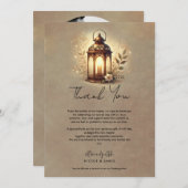 Bronzen Gloeiende Lantaarn Rustieke bruiloft Dank  Kaart (Voorkant / Achterkant)