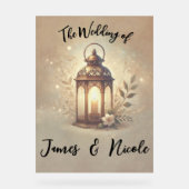 Bronzen Gloeiende Lantaarn Rustieke Trouwbord Acryl Bord (Voorkant)