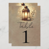 Bronzen Gloeiende Lantaarn Rustieke Trouwtafel Num Kaart (Voorkant / Achterkant)