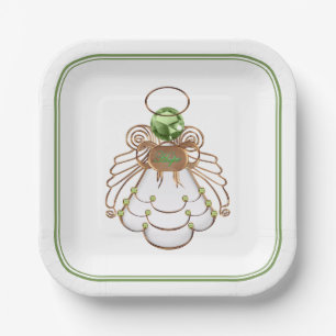 Bronzen & Groene Kerst Engel van Hoop Filigraan Papieren Bordje