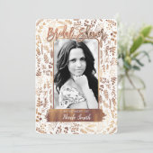 Bronzen Koper Gouden Folie Moderne Bruids Shower F Kaart (Staand voorkant)