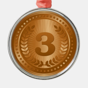 Bronzen medaille 3e plaats winnaar metalen ornament
