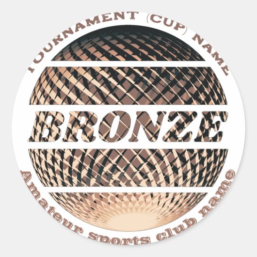 Bronzen medaille, 3e plaats winnaar ronde sticker (Voorkant)