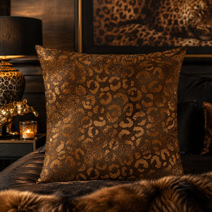 Bronzen Metalen Luipaardprint Dierpatroon Kussen