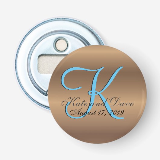Bronzen Monogram Verbazingwekkende Fabriek Button Flesopener (Voorkant)