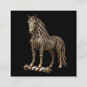Bronzen Mustang Razor Kapperszaak Logo Kapper Vierkante Visitekaartje