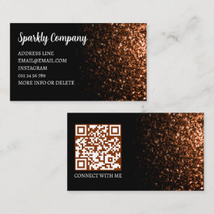 Bronzen namaak glans zwart elegant QR code Visitekaartje