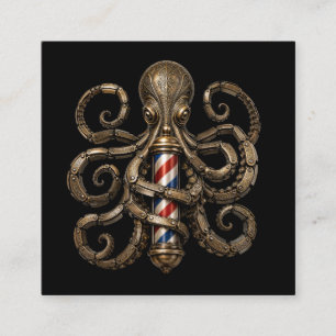 Bronzen Octopus Scheermes Kapperszaak Logo Kapper Vierkante Visitekaartje