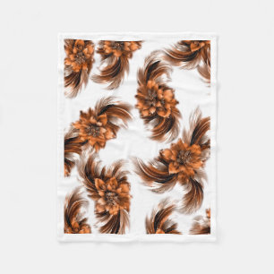 Bronzen Oranje Bloem Motief Pluche Deken
