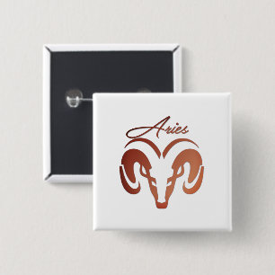 Bronzen Ram Aries Dierenriem Vierkante Button 5,1 Cm