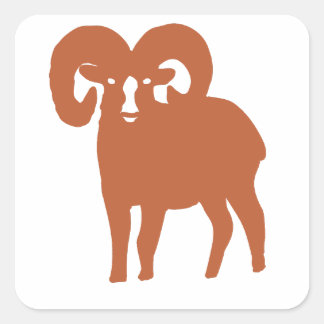 Bronzen Ram Silhouet Vierkante Sticker